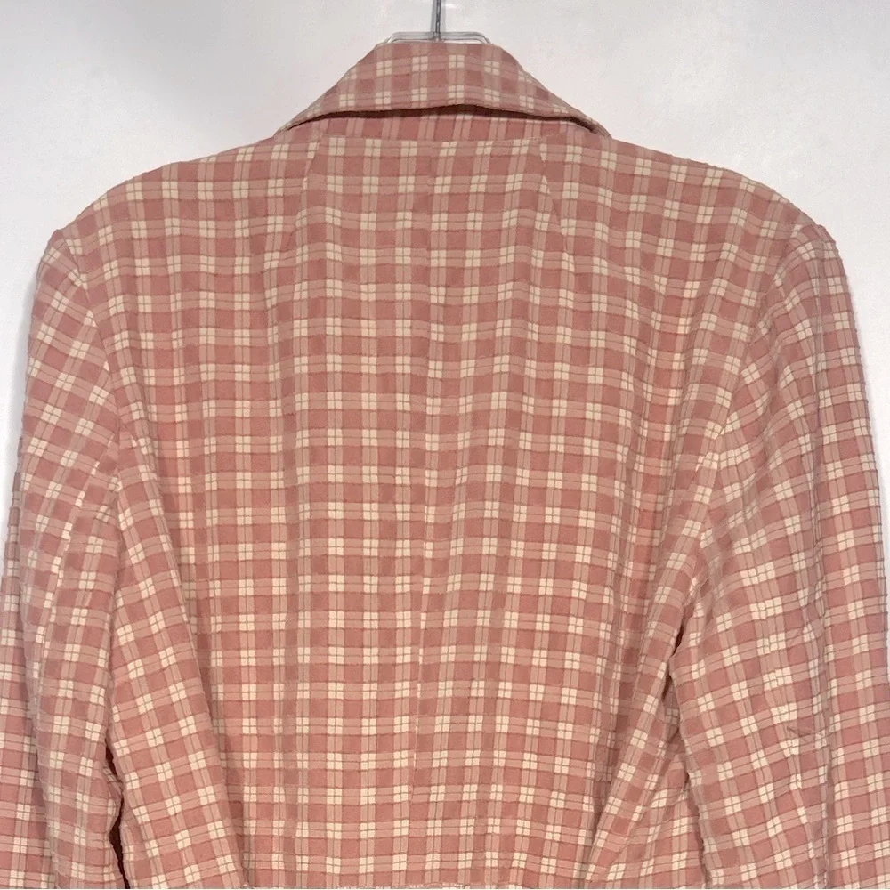NEW Free People Olivia Gingham Blazer Size S Cream/Pink